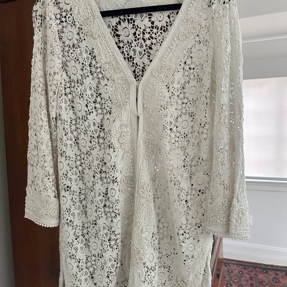 Vintage Calypso St. Barth Cream Lace Top - pre bankruptcy!